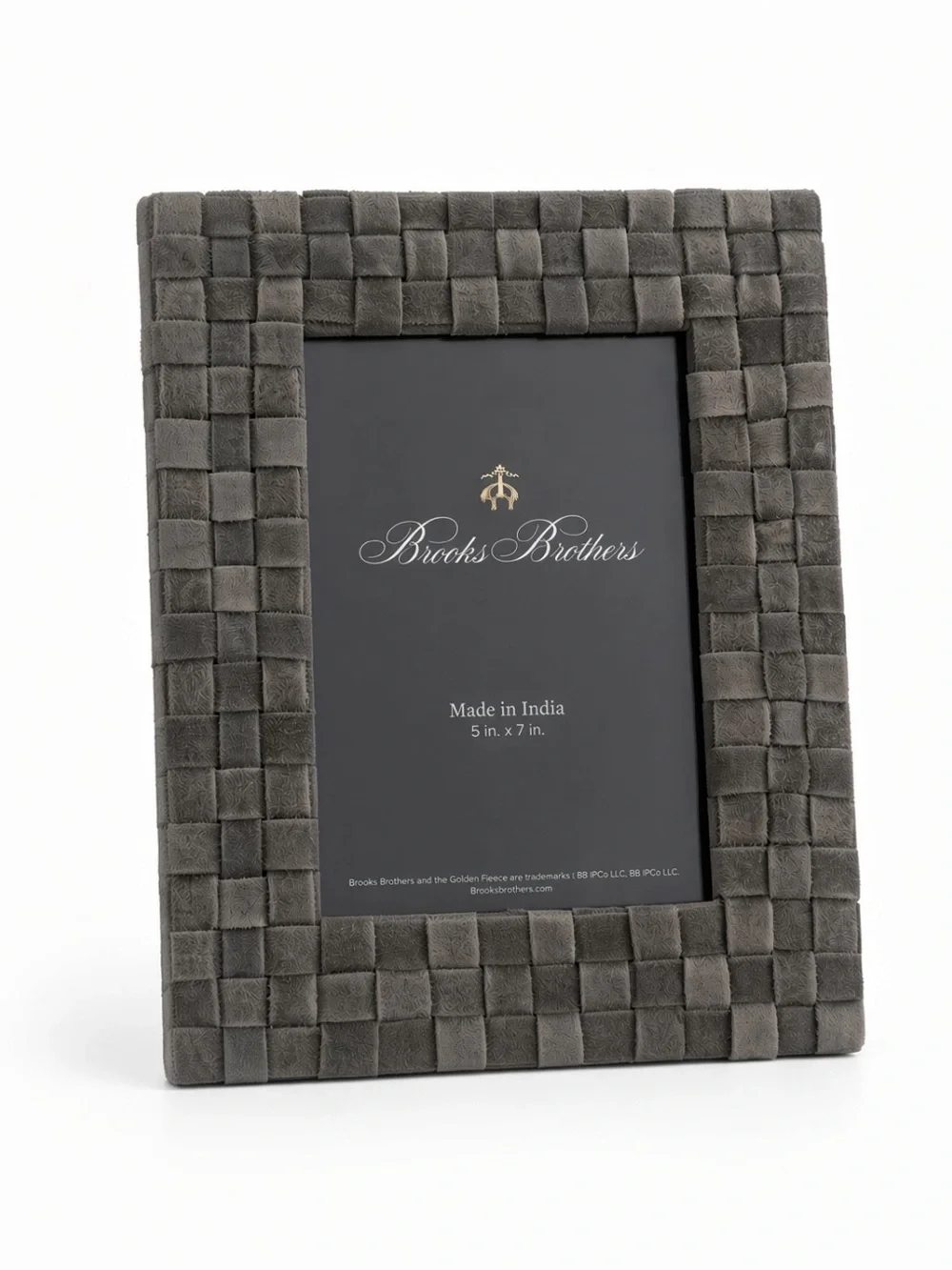 Brooks Brothers Woven Genuine Leather Picture Frame 5x7 Gray NEW